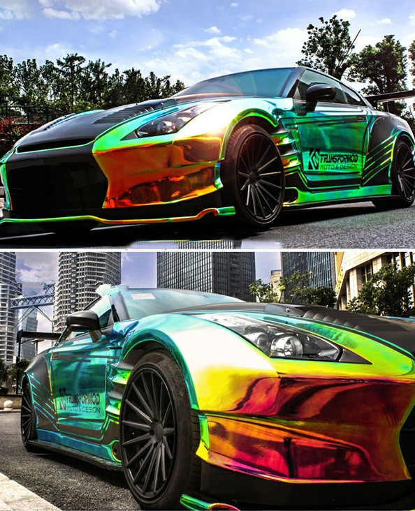Green Chrome Color Changing Chrome Wrap