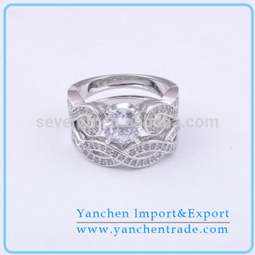 Fashionable Infinity Double Band Ring with Rhodium Plated CZ Diamond