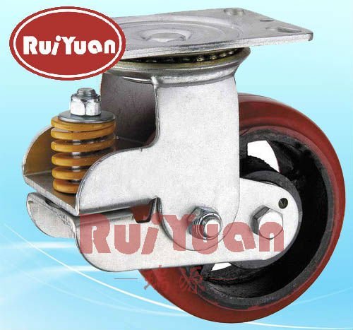 Shock Absorbing Swivel Casters spring loaded casters