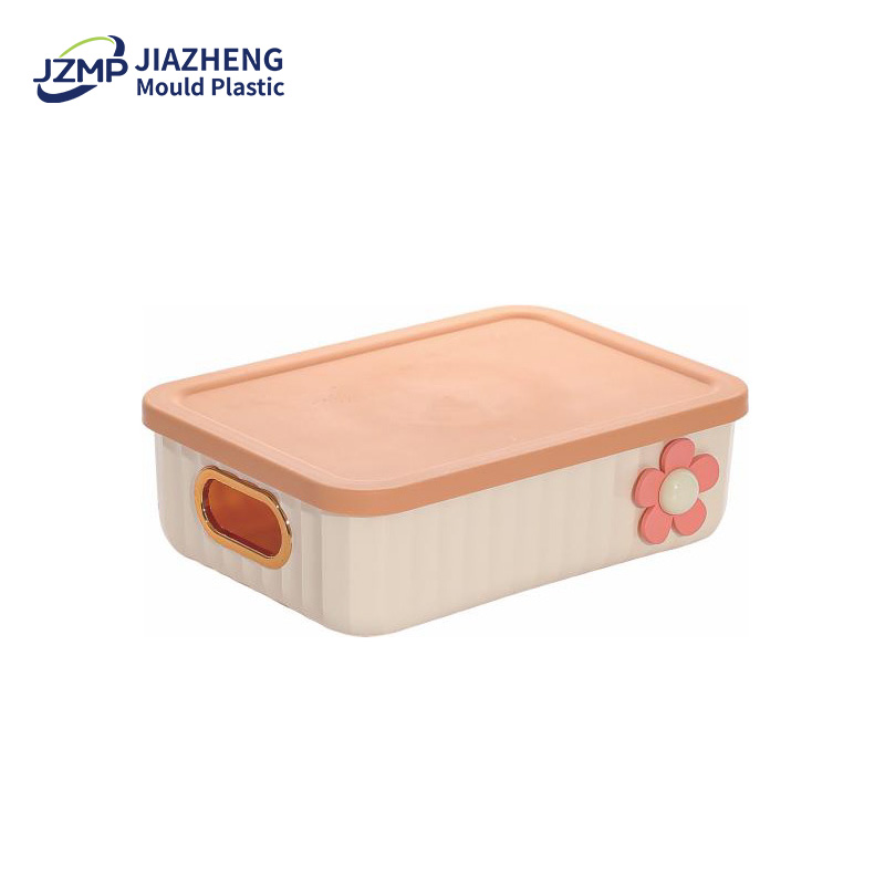 Ribbed Container Plastic Storage Box with Lid & Handle