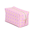 Cross print PU twill makeup bag Metal zipper makeup bag