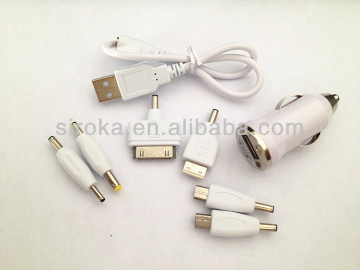 Hot sell USB mobile phone charger kit with multiple connectors for charging different mobile phones