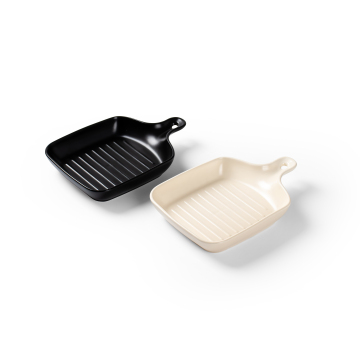 Customizable Single Handle Ceramic Matte Square Baking Dish Porcelain Microwave Tray