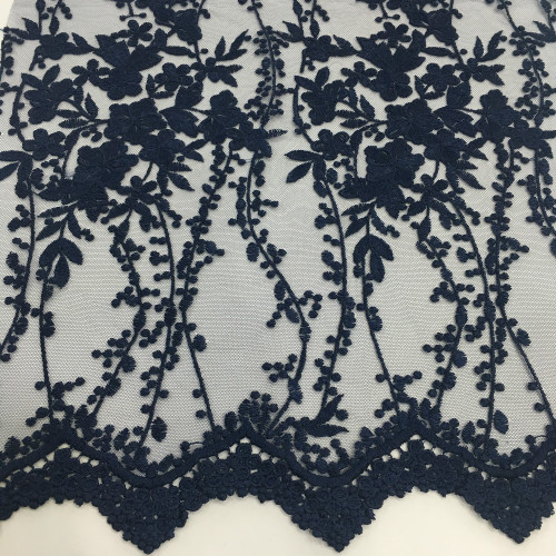 2019 Graceful Navy Poly Mesh Embroidery Fabric