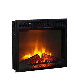 Black Wall Mount Electric Fireplace with Heater and LED Simulated Wood-Burning Effect