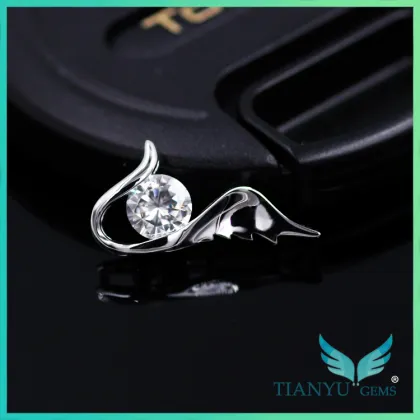 witte diamant moissanite 18k white gold necklace round synthetic diamond pendant