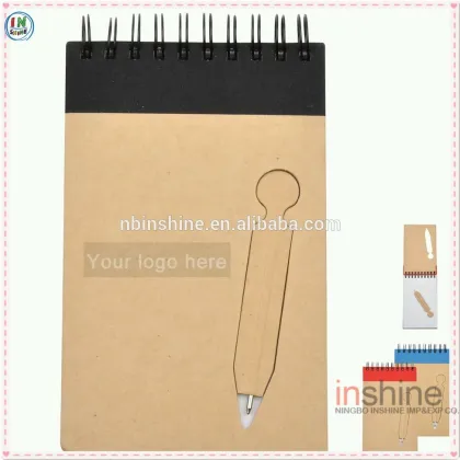 Promotional kraft paper notebook , recycled paper notebook , notebook with pen