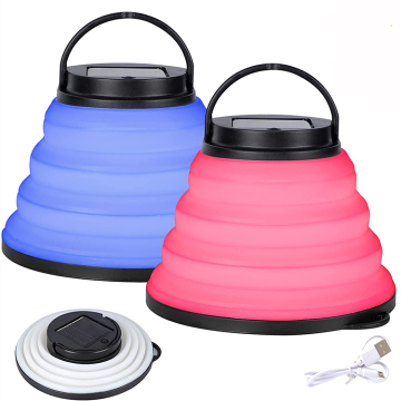 Foldable RGB Color Changing USB Rechargeable Solar Lantern for Camping