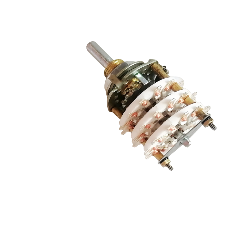 Side profile of the KB5C11W4D20P switch, illustrating its shaft and mounting structure.