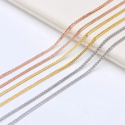18 Inch 925 Sterling Silver Gold Plated Chopin Chain Adjustable Necklace with Needle Pin for Women - DIY Accessory