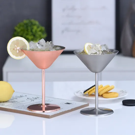 Stainless Steel Rose Gold Cocktail Cups: European Martini and Red Wine Glasses with Creative Triangle Design