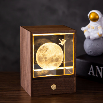 Crystal Wood Astronaut Solar System LED Night Light for Kids Room