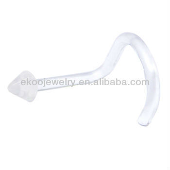 Body Jewelry Clear Flexible Nose Screw Retainer with Cone