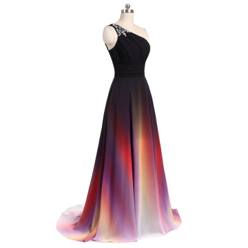 Women's One Shoulder Ombre Long Evening Prom Dress