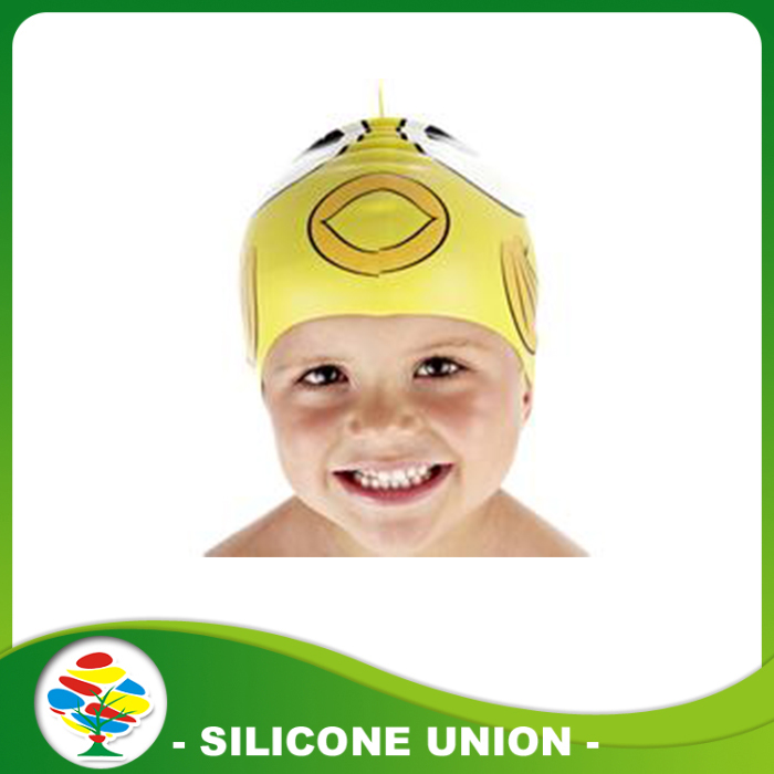 yellow silicone swimming caps