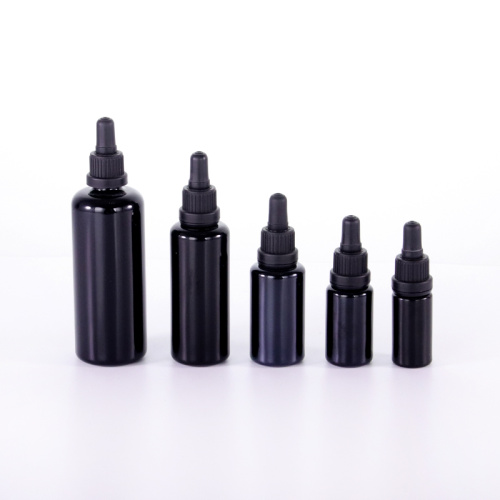 Black Dropper Glass Bottles Black round shoulder glass dropper bottle for oil Factory