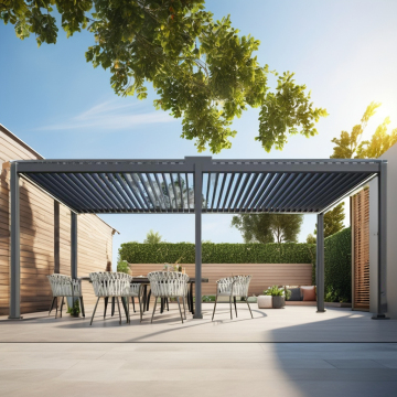 Aluminum Pergola Kits with Canopy Cover and Solar Panels for Outdoor Sun Shade