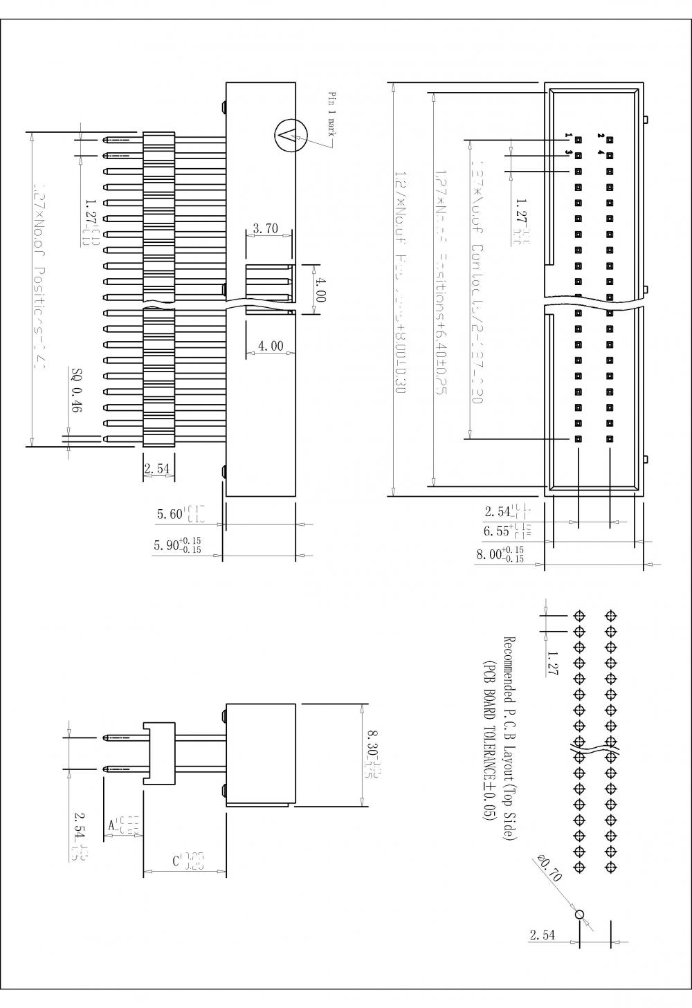 1,27*2,54 mm Box -Header Thr 180 ° H = 5,90 Gehäuse hinzufügen