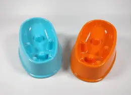 Slanted Non-Slide Slow Feed Dog Bowl