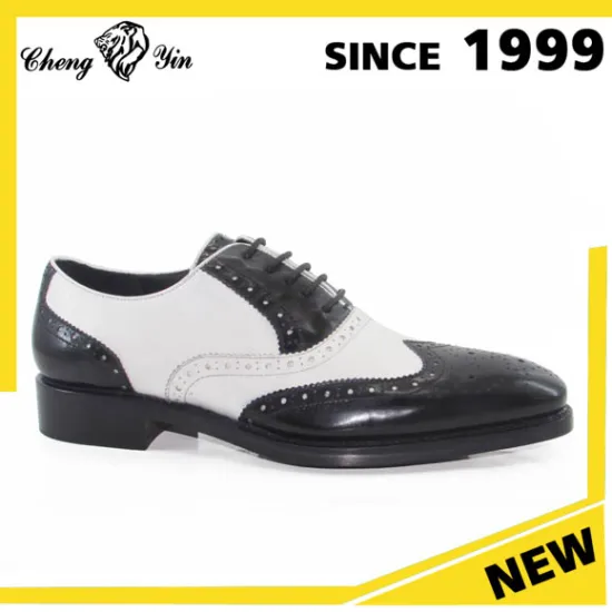 2017 Wholesale european trendy white and black USA genuine leather luxury men dress shoes