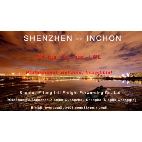 Consolidación de LCL envío Shenzhen a Inchon