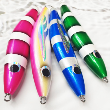 Handmade 4 Color Wooden Stickbait Topwater Popper Pencil Lure 110g 25cm