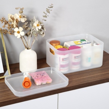 Boîte de rangement de maquillage en plastique blanc givré étanche à imperméable