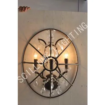 Vintage lighting fixtures 2 lights orb iron crystal wall lamp
