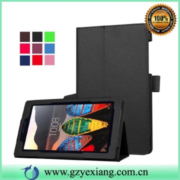 solid color litchi leather case for lenovo tab3 7 essential 710f back cover with stand