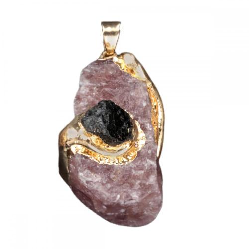 Gemstone Crystal Raw Rock Rough Irregular Shape Pendant Natural Stone Gold Plated Charm Pendant for DIY Jewelry Making