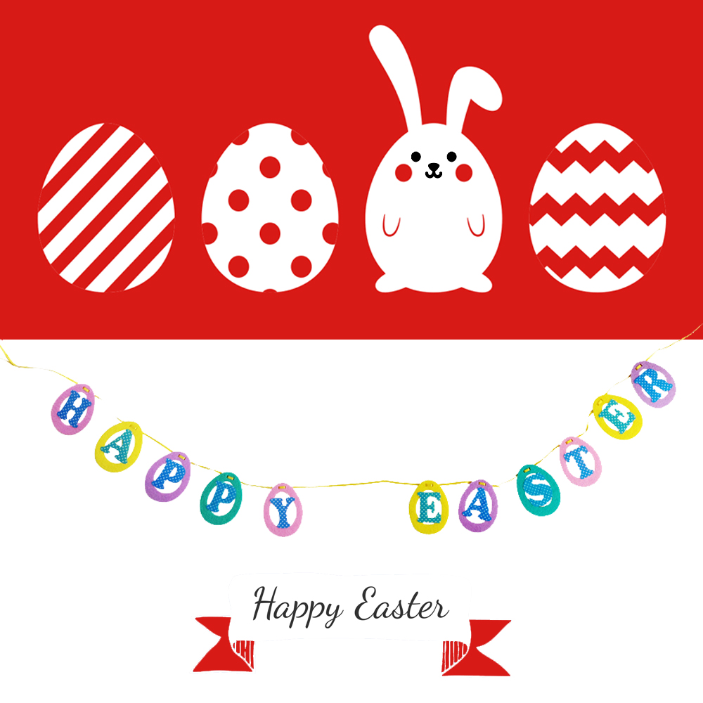 Easter egg pattern bunting banner