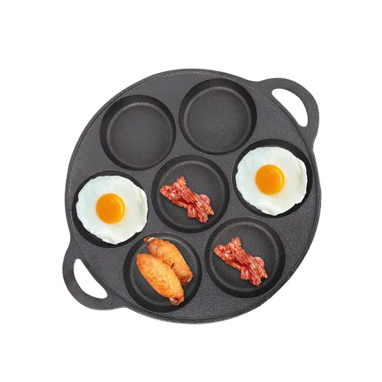 Japanese 7-Hole Cast Iron Cookware: Muffin Mold, Takoyaki, Eggs, and Pancakes