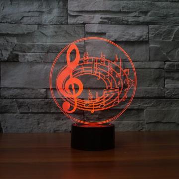 3d Illusion kleine Schreibtischlampe - LED -Musiknoten Lampe für Kinderzimmer und Heimdekoration