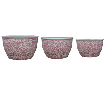 Asia Beautiful Low Price Twisted Flower Pattern Big Size Ceramic Pot Planter