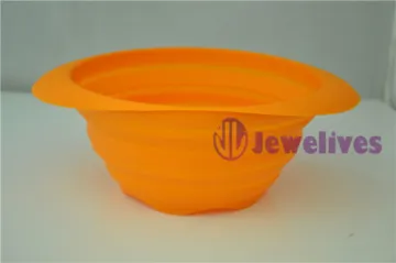 Orange Food Safe Silicone Steamer, Foldable Silicone Pot 