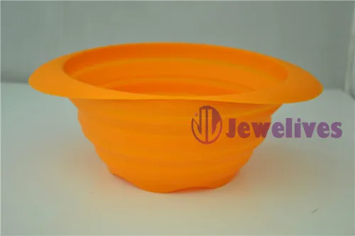Orange Food Safe Silicone Steamer, Foldable Silicone Pot 