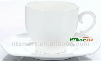 White Coffee Cup/Saucer Set, Made of Porcelain, Customized Sizes are Welcome