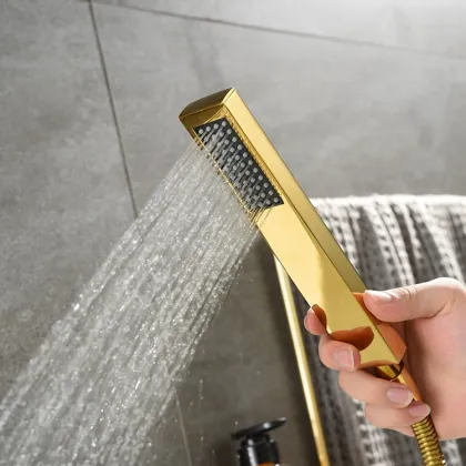 Gold Wall-Mounted Waterfall Bathtub Faucet