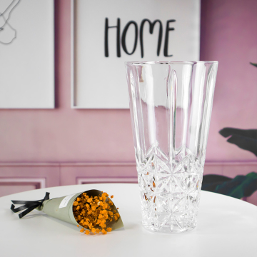 Modern Flared Clear Glass Vase - 10 Inch Wedding Centerpiece