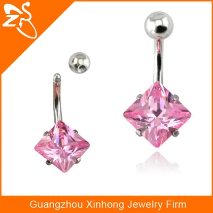 flexible belly stud, star zircon belly bars, flat navel belly rings