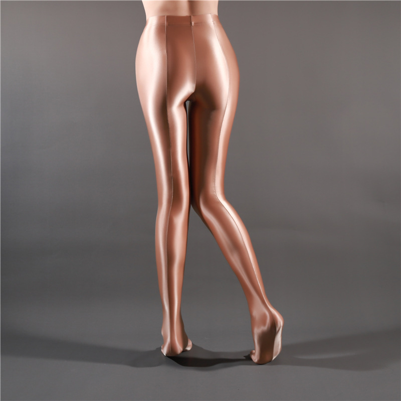 Transparent glossy pantyhose yoga leggings Smooth high waist women pants capris Sexy see through seamless workout leggings