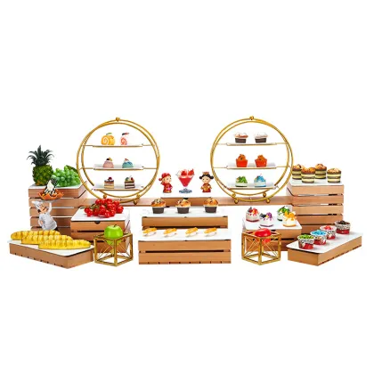 Professional Chinese Wooden Dessert Stand Fabrication Services for Hotel Banquets and Buffets