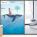 Song of Whale Fashion Ocean Series Window Decorative Film Frosted Opaque Privacy Glass Sticker No Glue Waterproof Static Cling