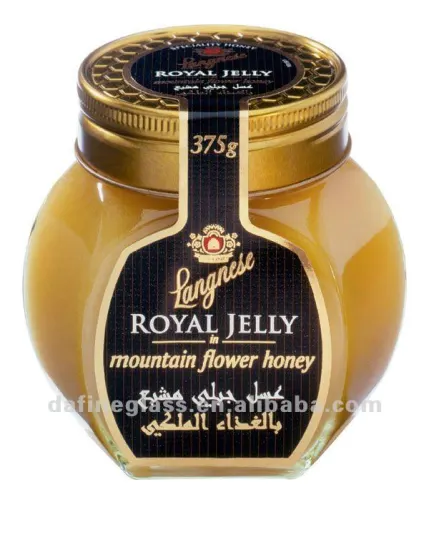 375ml High Quality hexagon Honey Bottle honey Glass Jar with screw metal cap