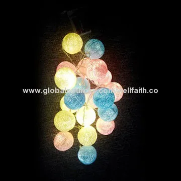 Holiday/Party Decorated LED Cotton Ball String Lights with Patio Decorated, 0.06W Rated Power