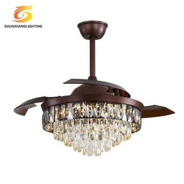 Modern Luxury Crystal Chandelier with Remote Control for Ceiling Fans in Residential Homes