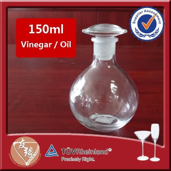 High quality 150ml round glass vinegar cruet with lid