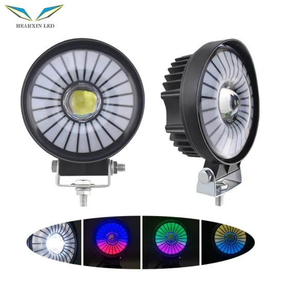 4 Inch 35W LED Work Light - White Yellow RGB Flashing Fog Lamp for Motorcycle, ATV, and Motorbike (Square or Round Lens)