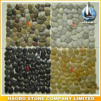 High quality polish cut pebble white black cobblestone mesh for sale