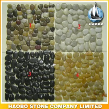 High quality polish cut pebble white black cobblestone mesh for sale